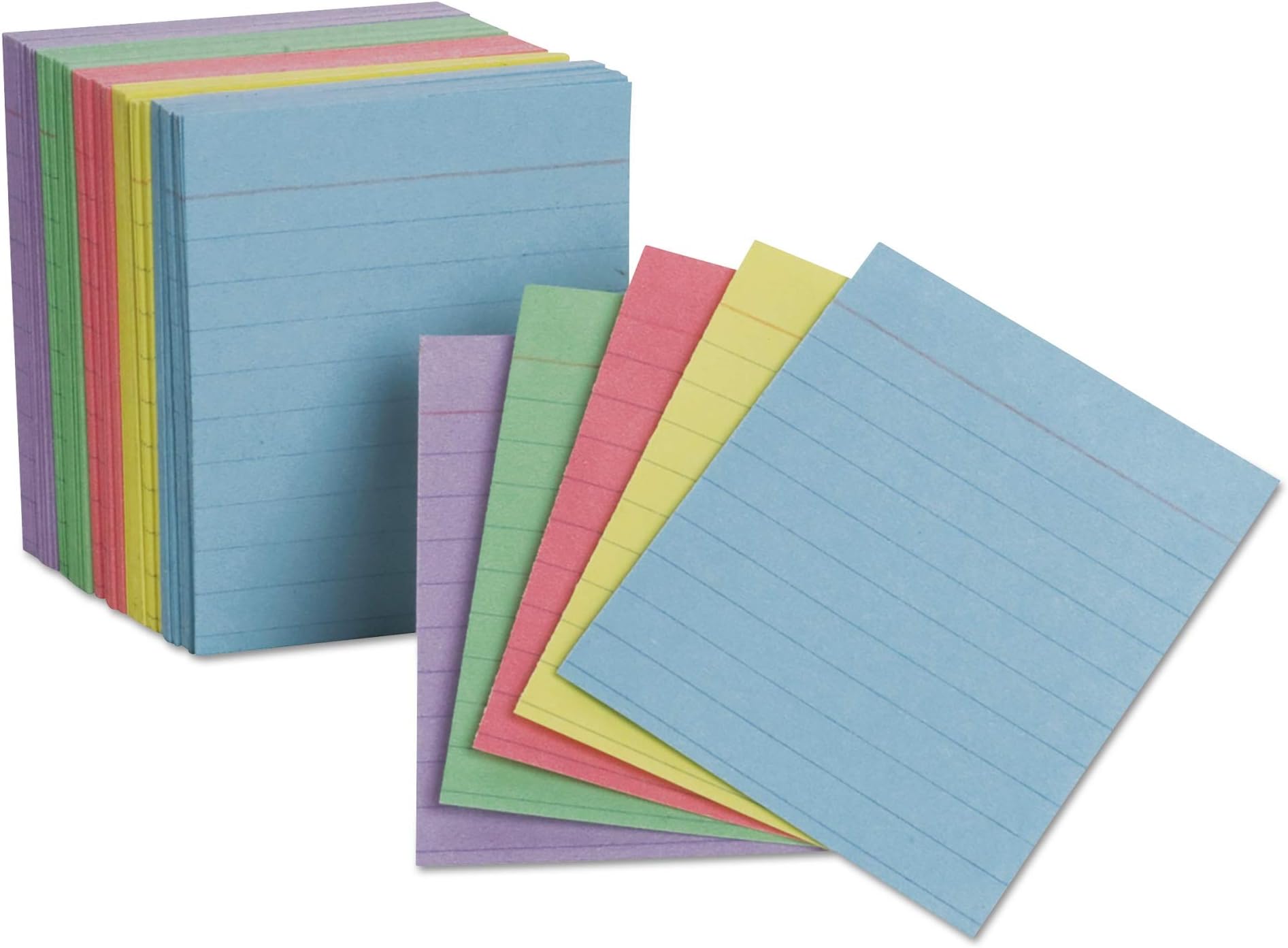Oxford Mini Ruled Index Cards, Ruled, 3". x 2.5", Assorted Colors, 200 ea