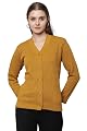 HIFZAA Wool V-Neck Sweater Cardigan for Women Winter Sweaters for Ladies Plus Size Gold California- Medium