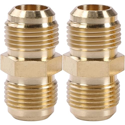 U.S. Solid 2pcs Brass 5/8 Inch Male Flare x 5/8 Inch Male Flare Connector Union Gas Pipe Fitting