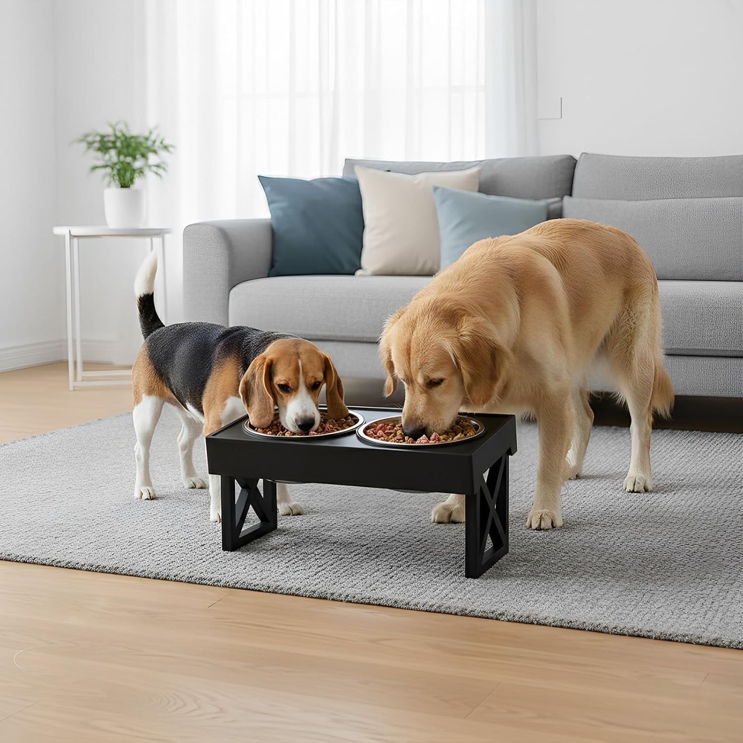 Gamelles surélevées for Chien, mangeoire surélevée réglable avec 2 gamelles en Acier Inoxydable, 3 réglages de Hauteur, Aide à protéger la Colonne vertébrale de l'animal, Facile à Installer