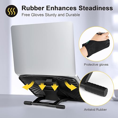 Miniatura 3 de Parblo PR 100 - Soporte universal para tableta con guante de dibujo PR01, ajustable de 10 a 16 pulgadas para tabletas de dibujo, monitores