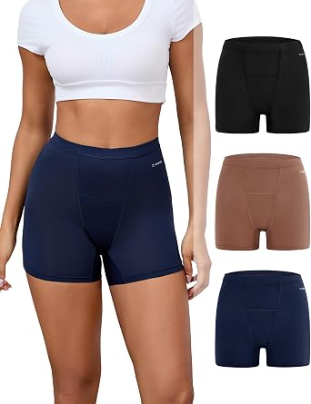 INNERSY Womens Boxer Briefs High Waisted Boy Shorts Underwear 3-Pack