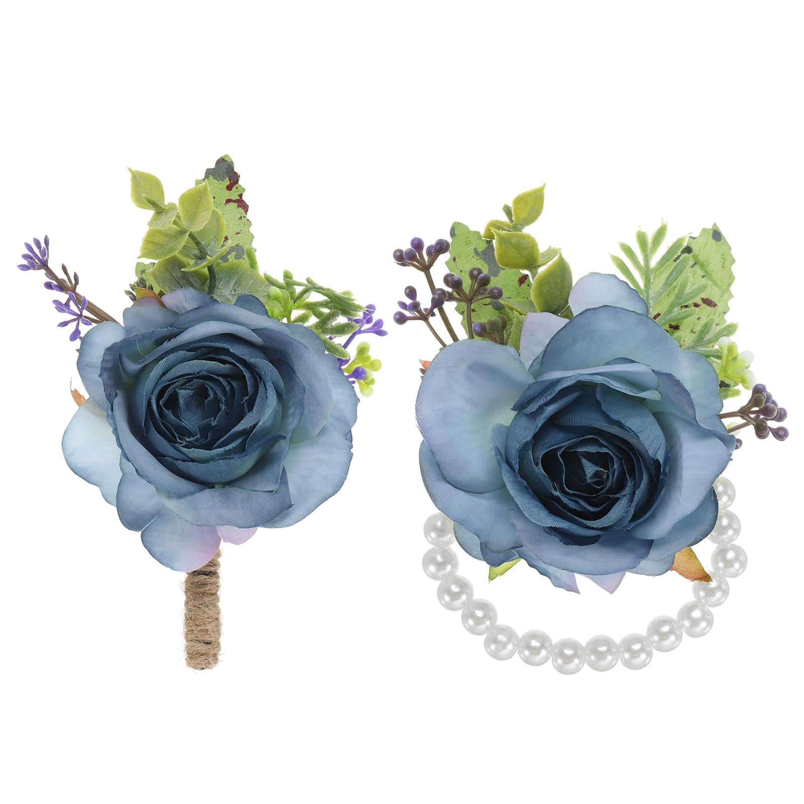 6 stuks boutonnières voor heren bruiloften en jubilea - blauwe rozen broches voor