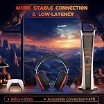 2.4GHz Wireless Gaming Headset for PS5, PS4 Fortnite & Call of Duty/FPS Gamers, PC, Nintendo Switch, Gaming Headphones with Mic, Bluetooth 5.3 Gaming Headset, Stereo Sound, Red Light -BlackRed