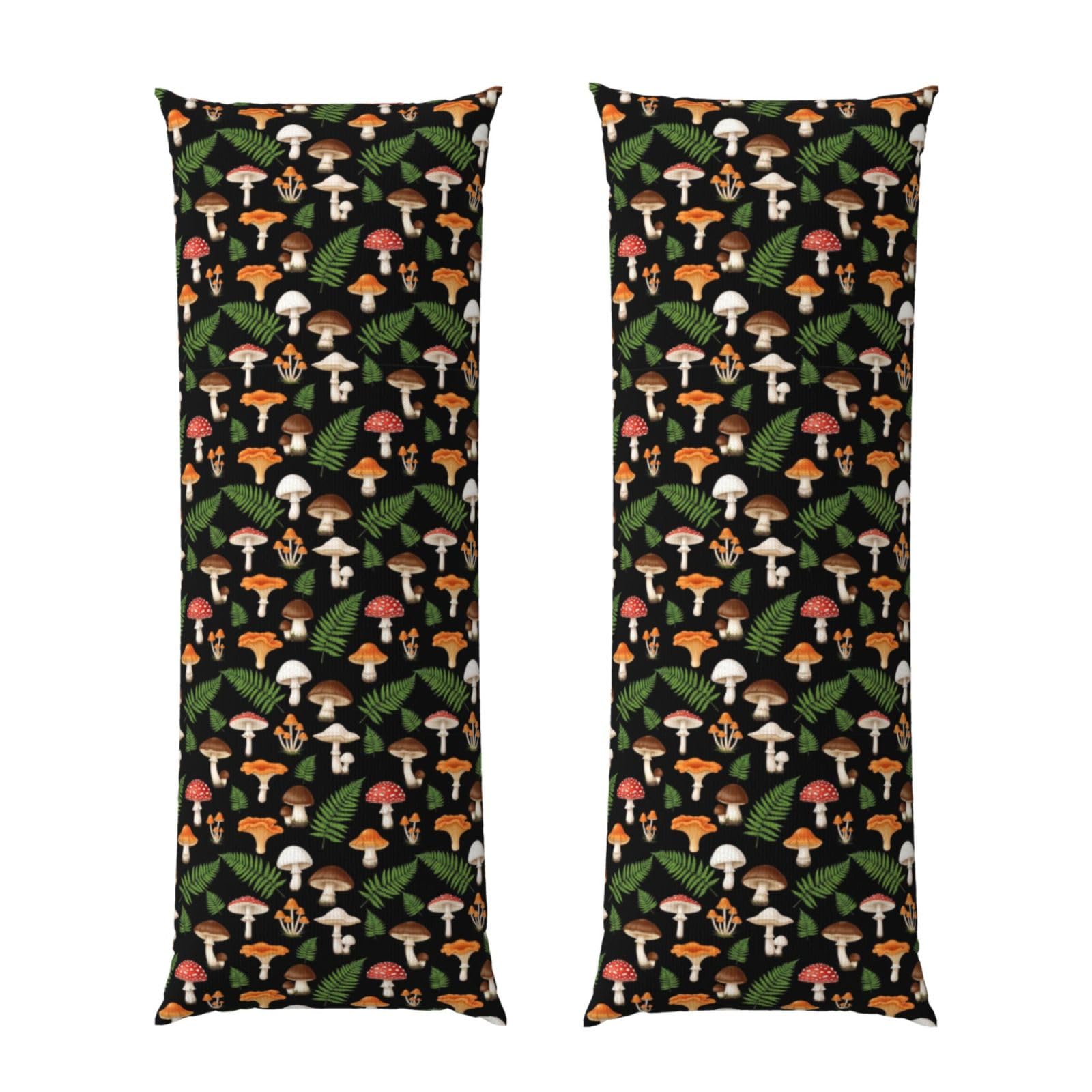 Body Pillowcase 20x60 Autumn Fall Leaf Mushroom, Plush Velvet Pillow Cover with Zipper, Cozyffy Rectangular Cushion Case for Couch Bed Home Hotel