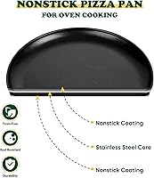 Vista 3 de E-far Juego de 2 sartenes para pizza de 12 pulgadas, bandeja antiadherente para tartas de pizza, bandeja redonda de metal para horno, núcleo