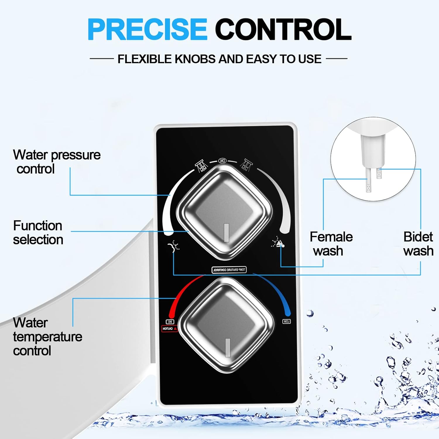 Bidet-Toilet-Seat Attachment Non-Electric Warm&Cold Self Cleaning Dual Nozzle Fresh Water Spray for Sanitary and Feminine Wash Adjustable Pressure - - 