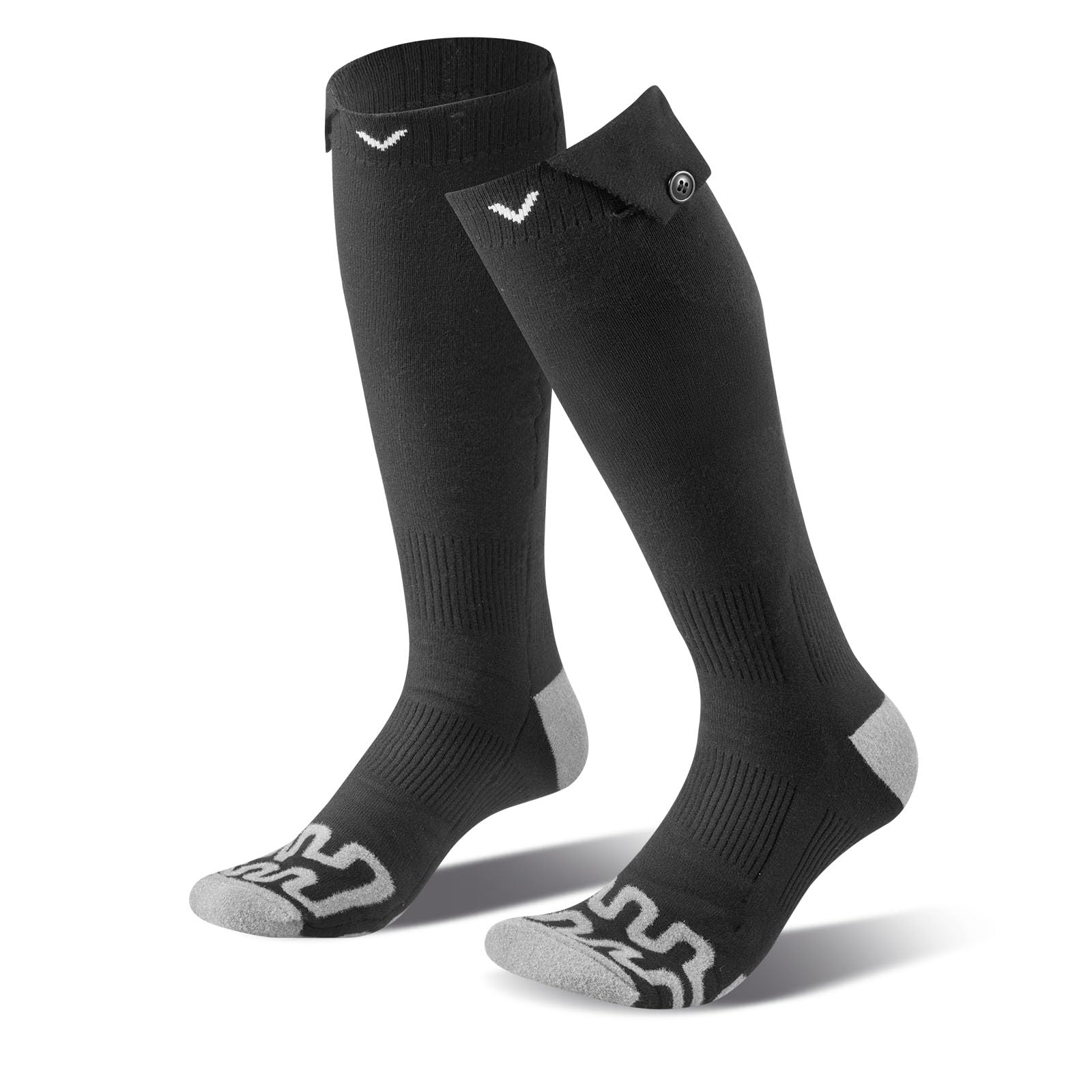 VEVOR Chaussettes Chauffantes Femme Homme à Batterie Rechargeables Électrique 5000 mAh, 4 Niveaux de Chauffage, pour Sports Hiver, Ski, Pêche sur Glace, Randonnée, Travail en Extérieur, Taille Unique