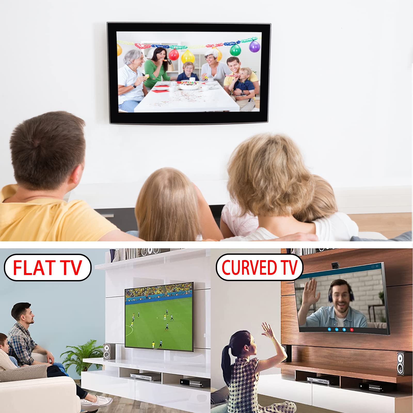 Uchwyt ścienny do telewizora LED LCD OLED płaski zakrzywiony ekran, wspornik niskoprofilowy, VESA 600 x 400 mm, obsługuje do 79.8 kg