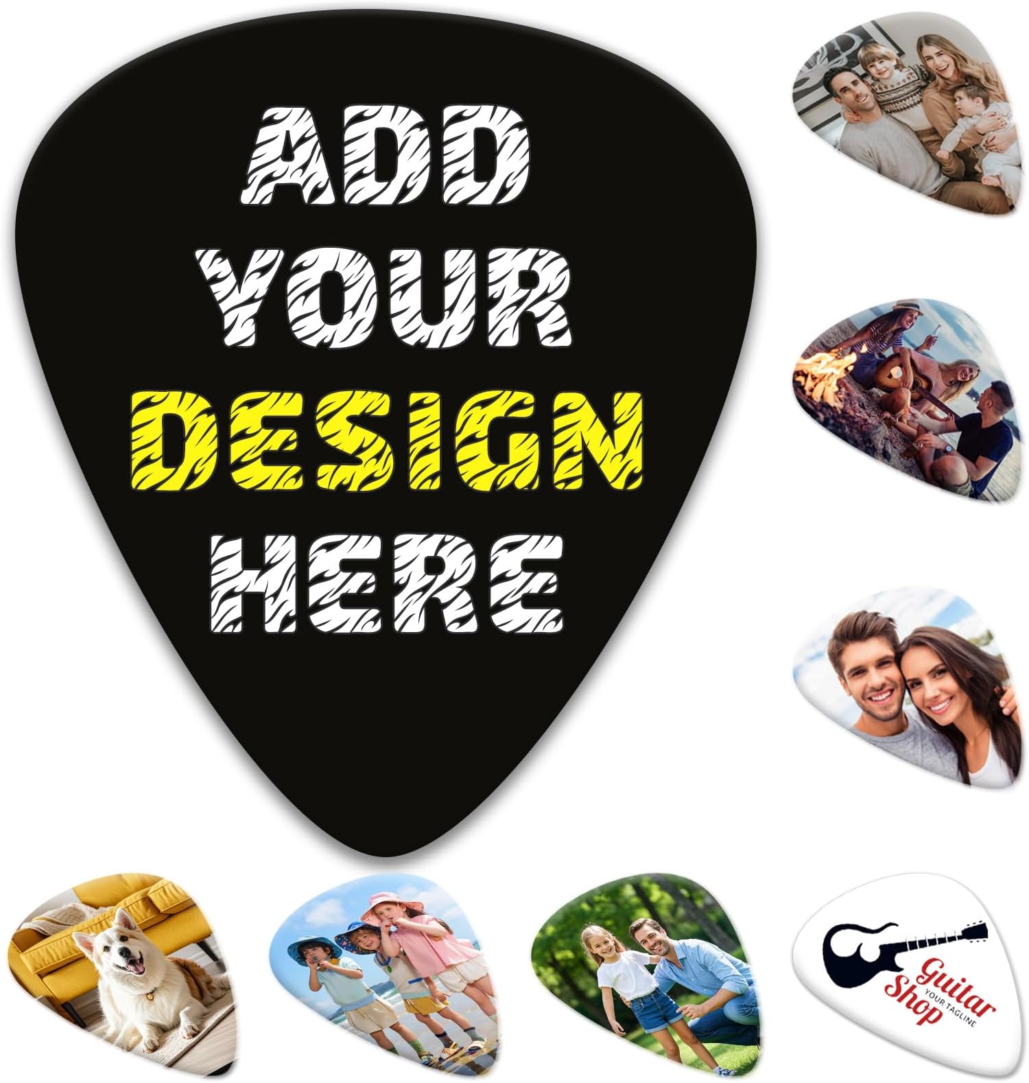 Custom Guitar Picks 6 Pack – Personalized Guitar Picks with Double-Sided Photo & Text, Guitar Accessories Plectrum Set for Electric Guitar, Bass & Ukulele (1.2mm)