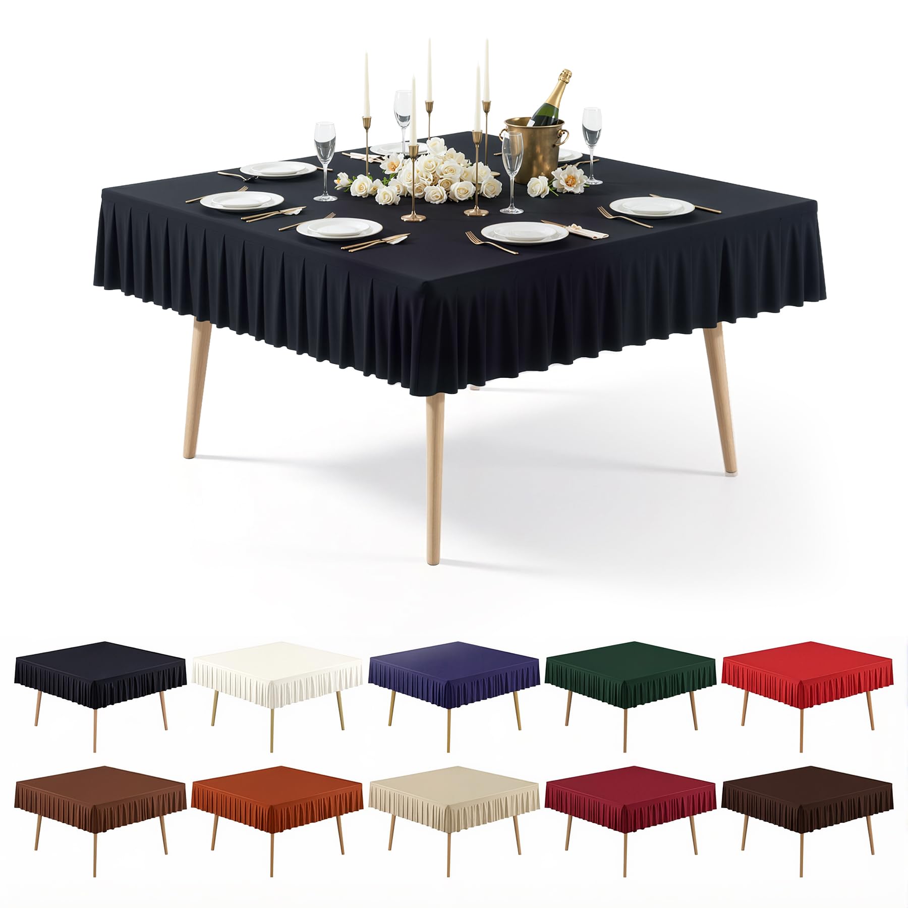 Amazon.com: PARTISKY Black Spandex Square Tablecloths 54x54 Inch