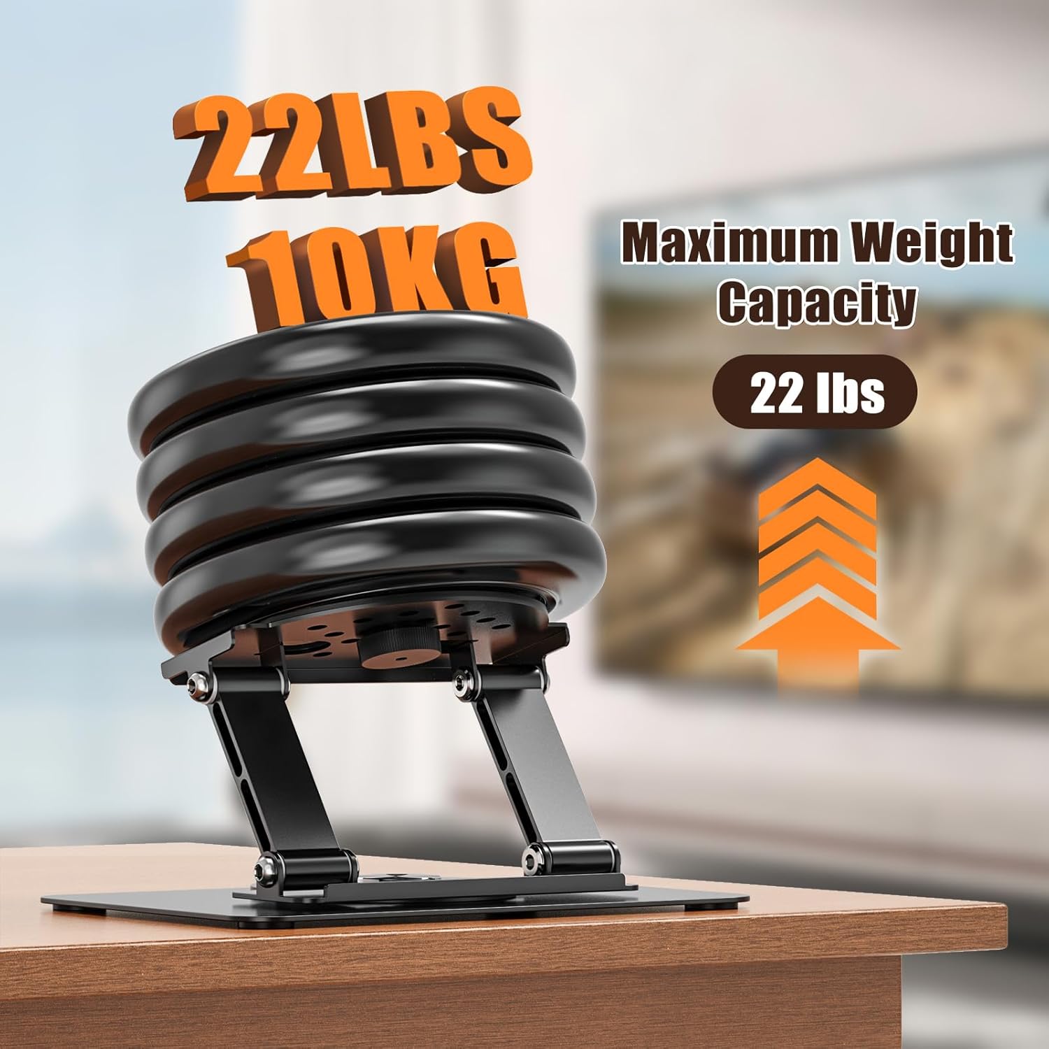 Foldable Projector Stand, 360° Rotatable Projector Mount Stand with 1/4" Screw, 22 Lbs Load Capacity and Carbon Steel Metal Structure for Most Projectors, Suitable for Home, Office, Outdoor