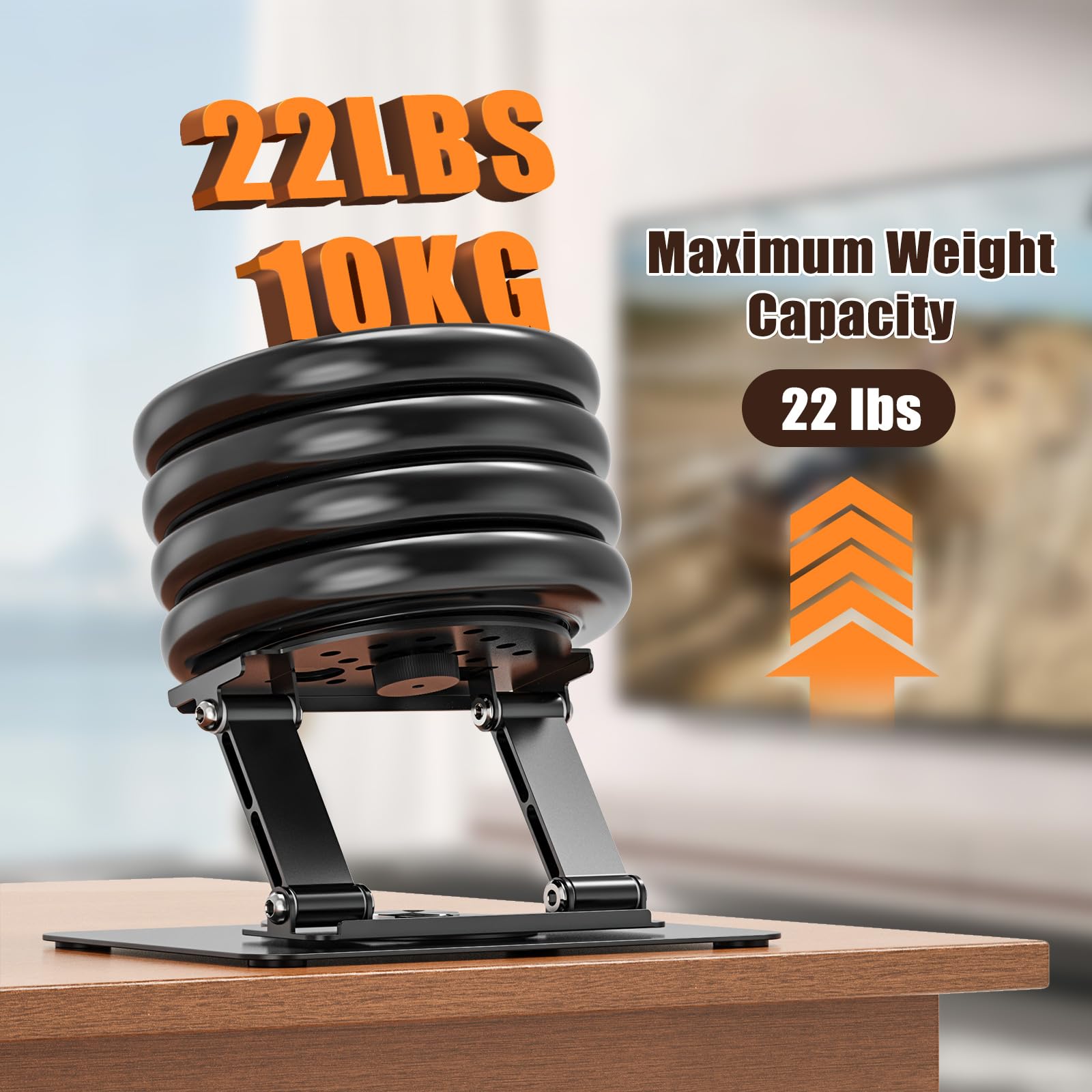Soporte plegable para proyector, soporte giratorio de 360° con tornillo de 1/4 pulgadas, capacidad de carga de 22 libras y estructura de metal de acero al carbono para la mayoría de proyectores