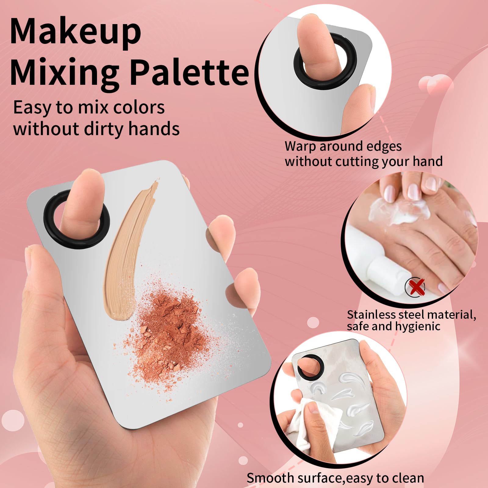 Set Spatola Per Fondotinta - Palette Per Miscelare Trucco In Acciaio Inossidabile Con Patula Trucco Coreano Miscelatore Portatile Per Palette Per Miscelare Fondotinta, Ombretti, Nail Art