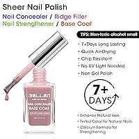 Vista 2 de GELLEN Corrector de Uñas Base Iluminador 4 en 1 Rosa Púrpura Empolvado, Fortalecedor de Uñas Malva Transparente de Otoño Relleno de Crestas