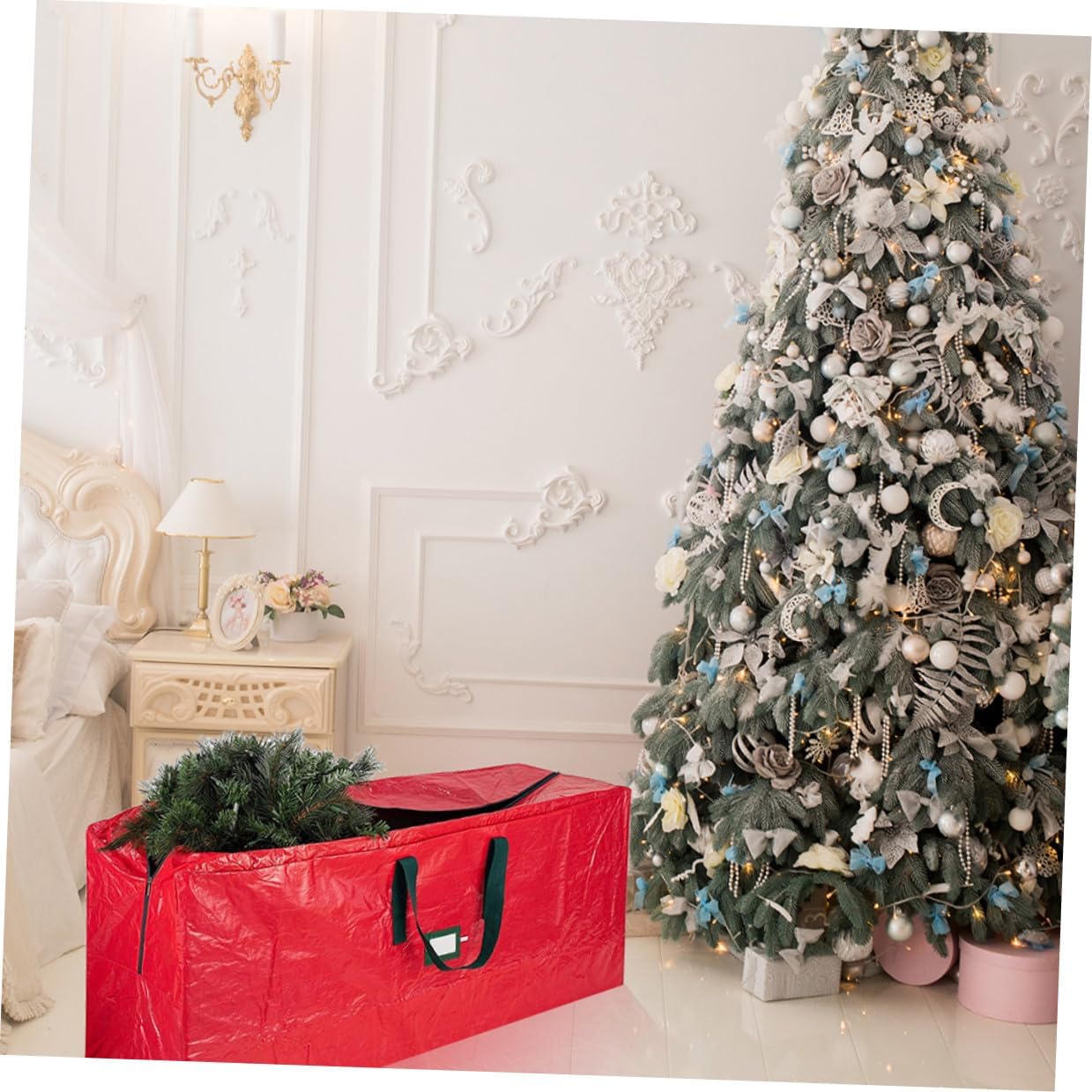 Waterproof Christmas Tree Storage Bag 165x38x76cm Red Sturdy Dustproof Tree Pouch with Handles for Holiday and Outdoor Storage