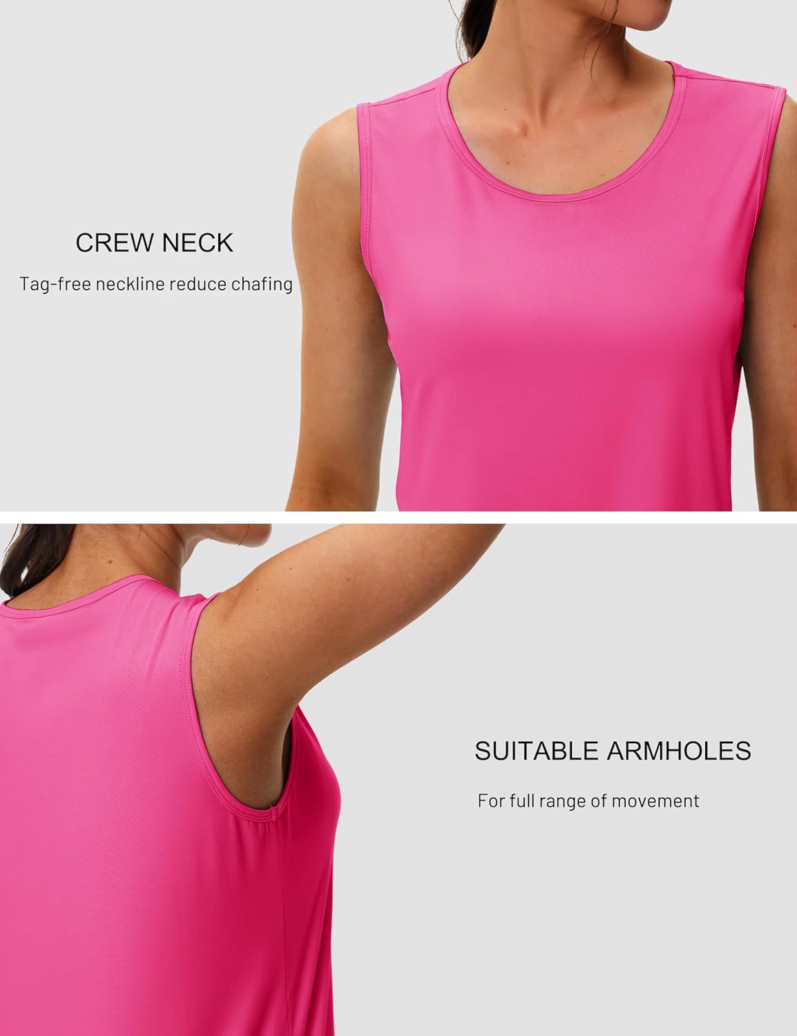 MAGCOMSEN Women's Workout Tank Top Athletic Muscle Sleeveless Crew Neck Shirt UPF 80+ Moisture Wicking Gym Running - Image 5