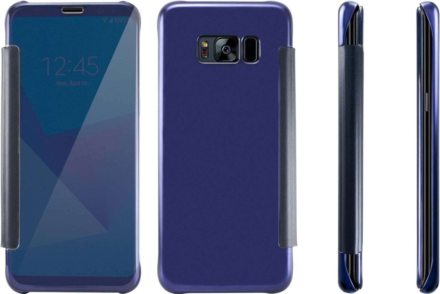 Luxury Slim Mirror Flip Clear View Protective Smart Case Cover for Samsung Galaxy S8 SM-G950 (Dark Blue)