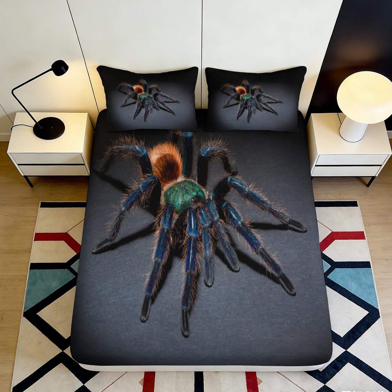 Jqzkxnhpbr Style-3 3D Printed Tarantula Fitted Sheet Microfiber Soft Breathable Spider Bed Cover For Bedroom Dorm Mattress Protection Decor 90X200x25cm