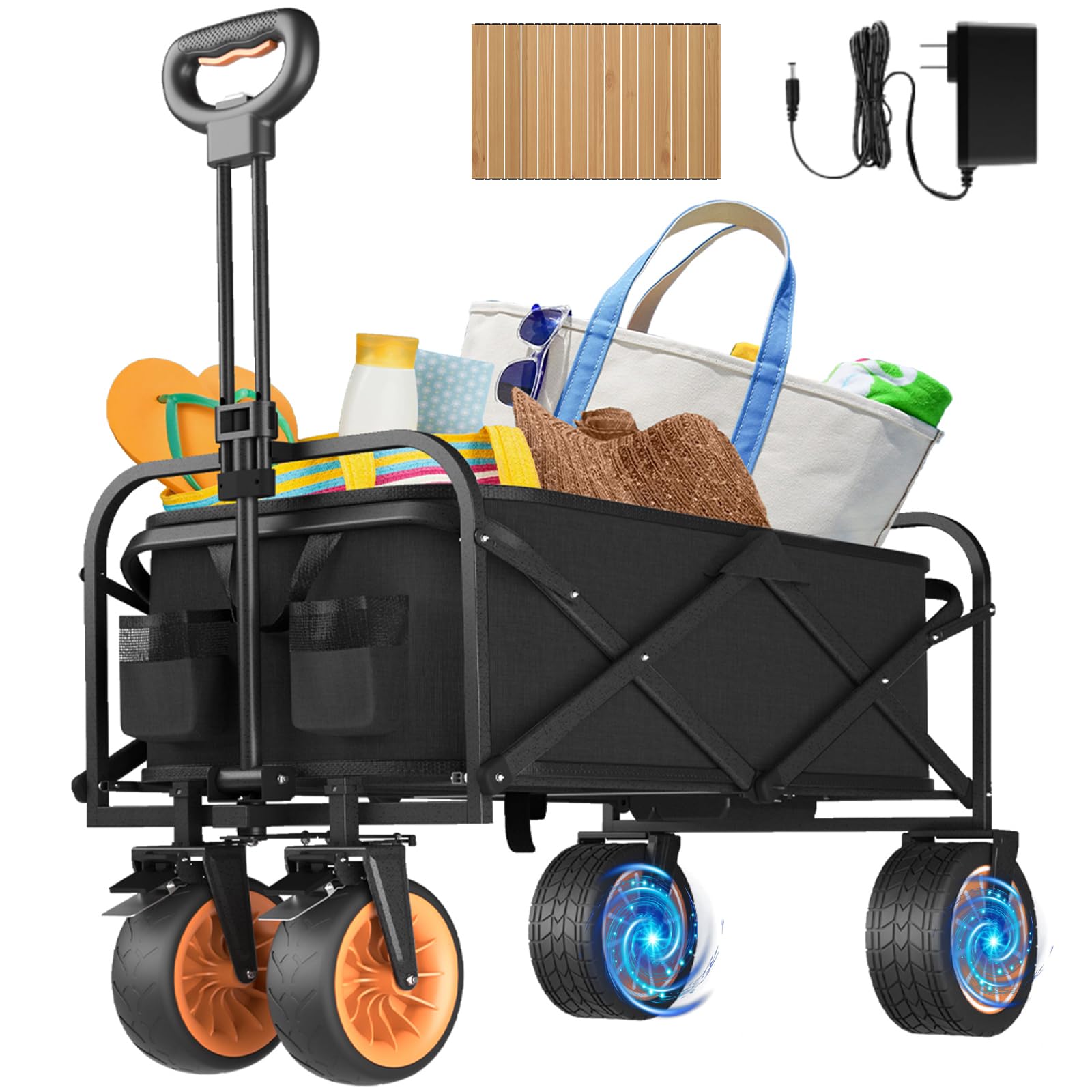 Carrello da Spiaggia Pieghevole 82L/100KG, Carrelli da Campeggio con Maniglia Regolabile e Ruote Piroettanti a 360°, Carrello a Mano giardino | Leroy Merlin