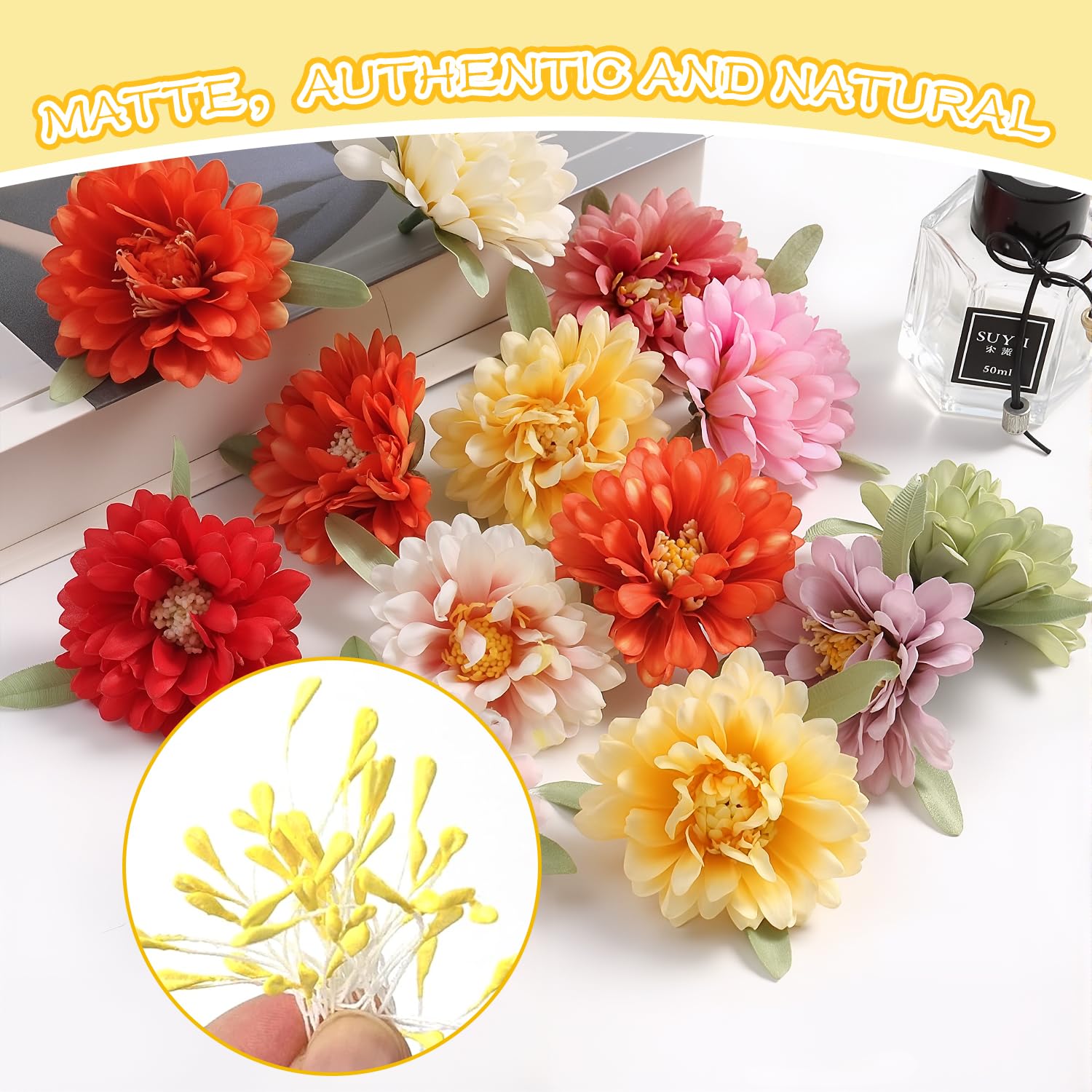 Coriver Lot De 350 étamines De Fleurs Artificielles, Cure-Pipes, étamines à Double Tête Pour Projets D'artisanat, Accessoires De Bouquet Pour Bricolage, Fête De Mariage, Décoration De La Maison