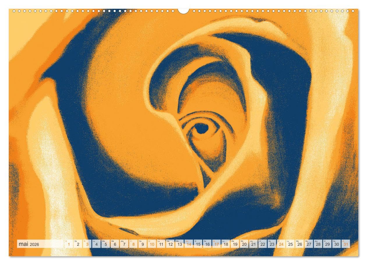 Roses peintes (Calendrier mural 2026 DIN A2 horizontal), CALVENDO calendrier mensuel: Pétales de roses abstraites peintes selon la technique acrylique au pinceau
