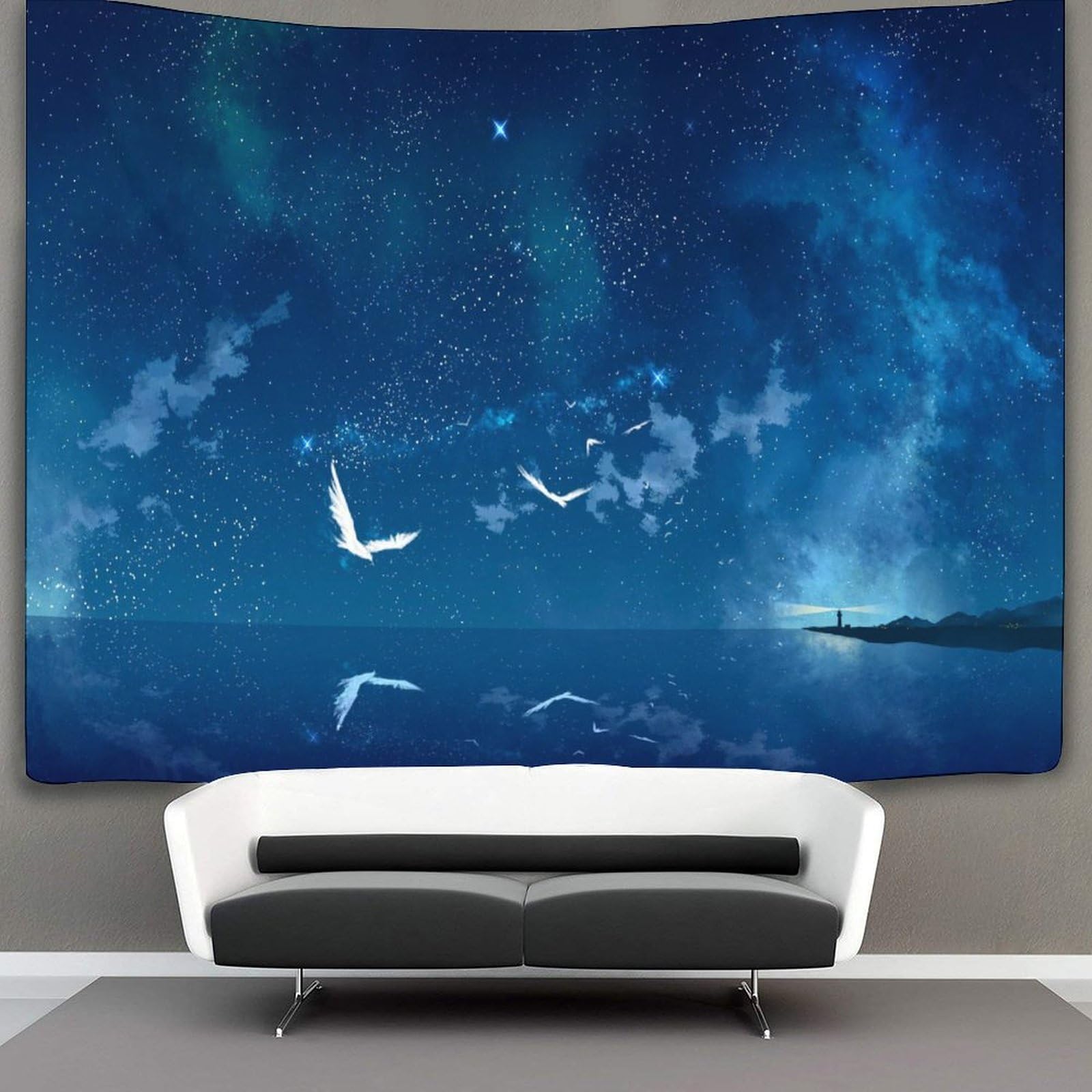 kaiyun Starry Sky Anime Dreamscape Tapestry Wall Hanging Birds Animals Wall Art for Living Room Bedroom Dorm 180cmx230cm