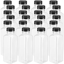 MOUYAT 24 Pack 14oz زجاجات عصير بلاستيكية مع أغطية ، 400 مل زجاجات حسية بلاستيكية شفافة مع أغطية مانعة للتسرب ، حاويات عصير فارغة قابلة لإعادة الاستخدام سموثي سائبة للمياه ، تخزين المشروبات محلية الصنع