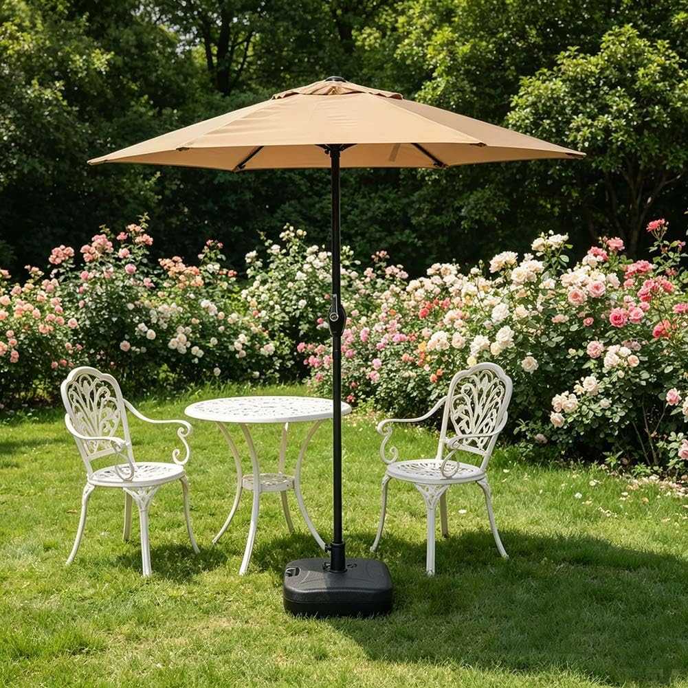 Okrągły Parasol Przeciwsłoneczny 200 cm, Parasol Stołowy do Użytku na Zewnątrz z Korbą i 6 Solidnymi Żebrami do Ogrodu, Podwórka, Tarasu(Rouge)