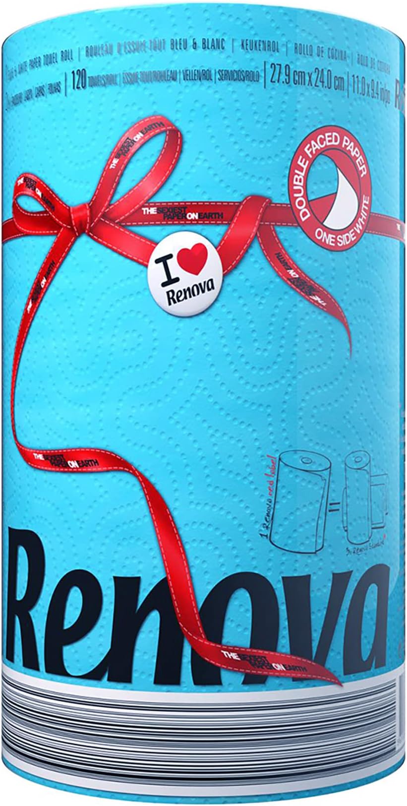 Blue Paper Towel Pack - 1 Roll - 120 Sheets - 2 Ply - FSC Certified - Sustainable & Absorbent