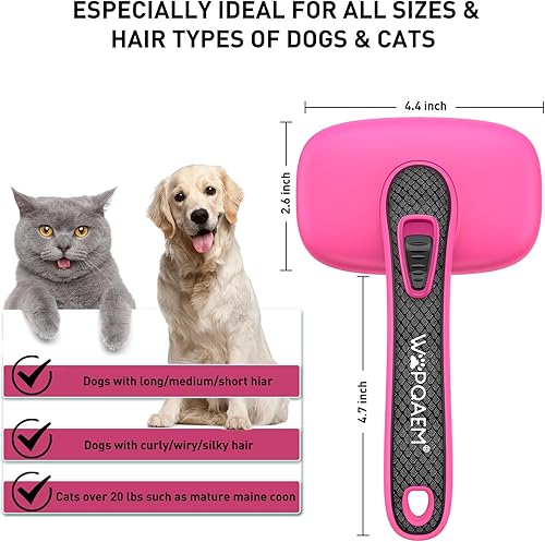 Miniatura 4 de Cepillo deslizante de autolimpieza para eliminar perros y gatos de pelo largo y corto, elimina el nudo suelto que se enreda, tapete de piel, cepillo