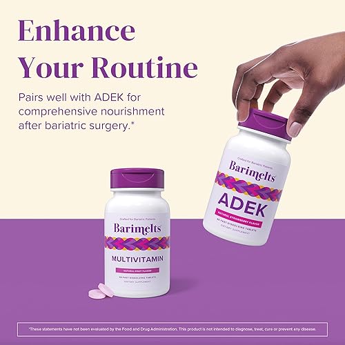 Miniatura 7 de BariMelts Multivitamin, vitaminas solubles para personas con sobrepeso, sin azúcar, sabor natural de frutas, sin OMG, tabletas de disolución rápida,