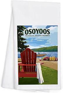 Lantern Press Okanagan, British Columbia, Osoyoos, Lake and Adirondack Chair (100% Cotton Tea Towel, Decorative Hand Towel, for Kitchen and Home)