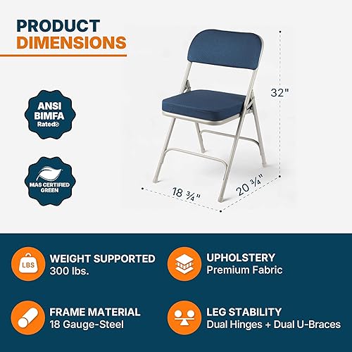 Miniatura 66 de OEF Furnishings Serie OEF3200 Sillas plegables de vinilo de alta calidad, resistentes, de grado industrial, asiento ultra acolchado de 2 pulgadas,