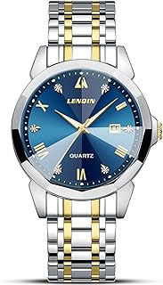LN LENQIN Mens Watches Stainless Steel Watches for Men Waterproof Analog Quartz Date Diamond Business Dress Luxury Men\'s Wrist Watches