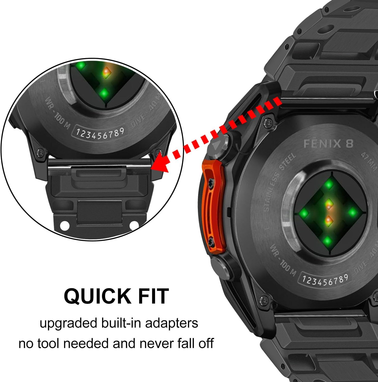 Dhwazz Titanium Band for Fenix 8 47mm / E / 7/6 Pro / 5 Plus Smart Watch, 22mm Quick Fit Strap for Garmin Instinct 3 Solar 45mm / Epix Pro 47mm