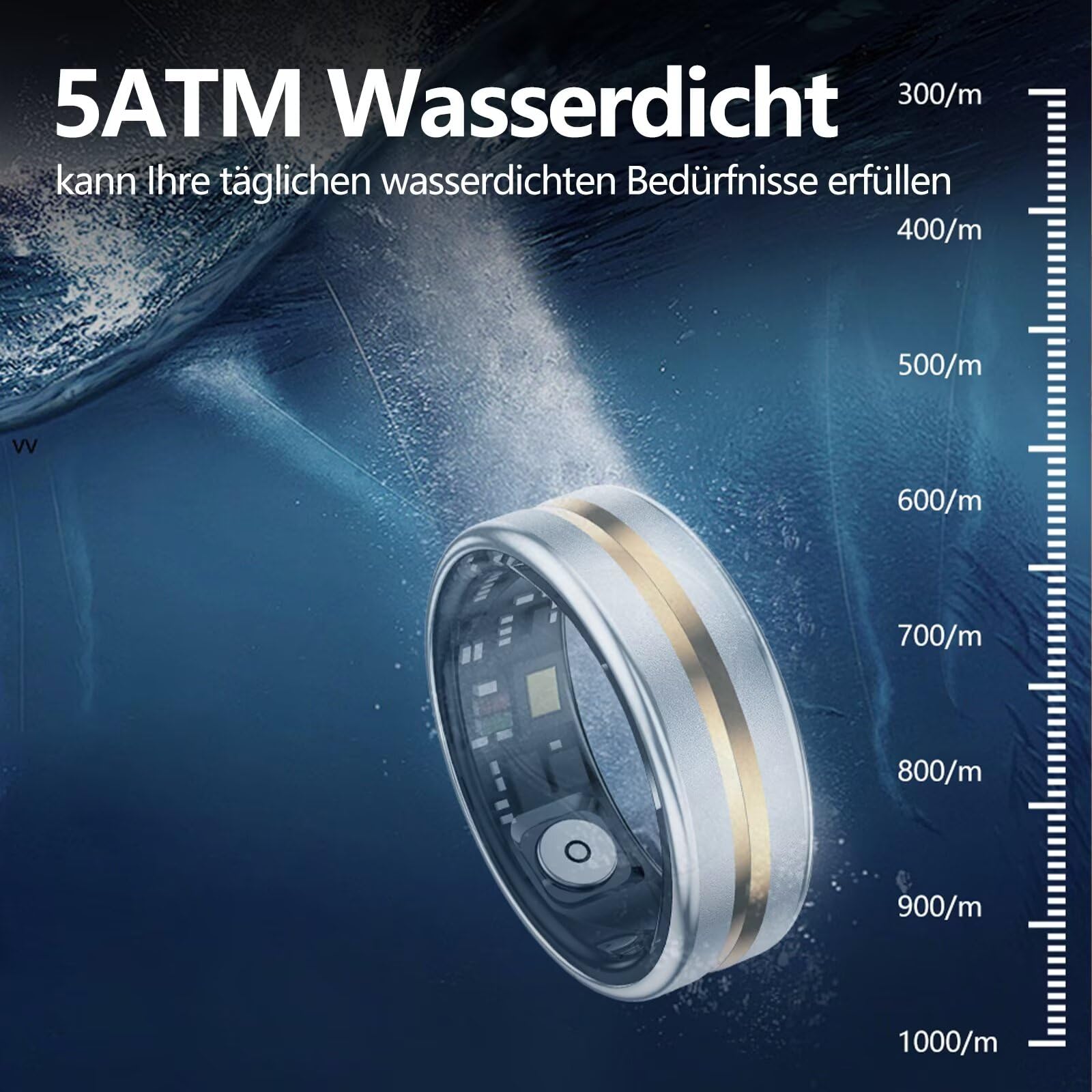 Smart Ring Fitness Ring Tracker Smartring Uomo Donna Sonno Contapassi Monitoraggio Del sonno Android IOS Smart Anello Tracking Anello Cardiofrequenzimetro SpO2 Activity Tracker Anello Fitness Anello