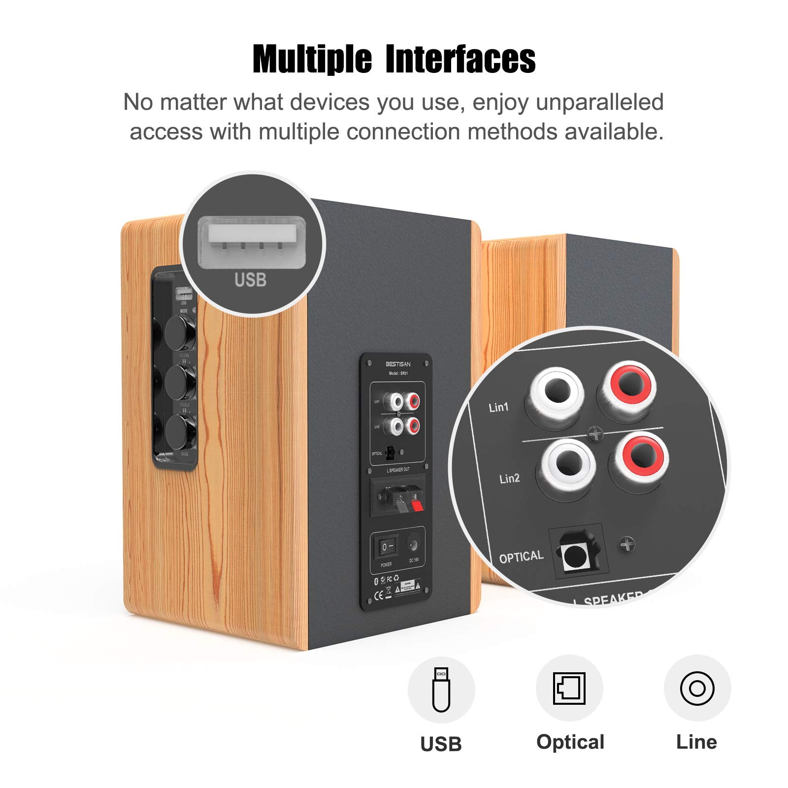 Bookshelf Speakers, BESTISAN 4inch Near Field Powered Bookshelf Speaker