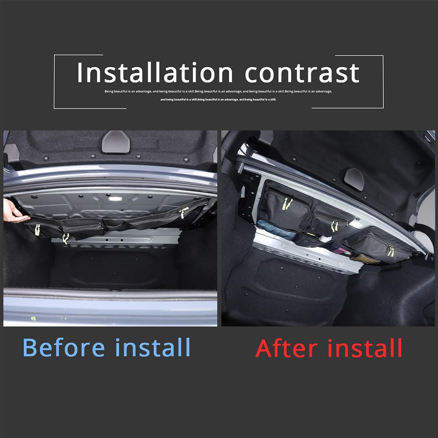 Sekhyna Car Trunk Organizer Storage Bag Compatible with BMW 5 Series Sedan G60 2024,Removable Storage Organizer with 3 Waterproof Zippered Large Storage Pockets and Storage Grid For G60 1PCS