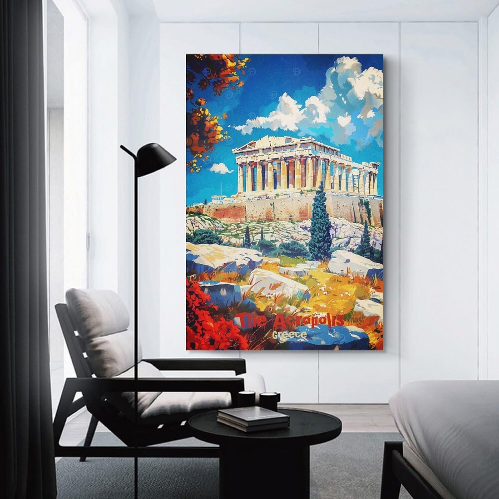 Junmoney The Acropolis Greece Travel Hanging Wall Art 20x30inch(50x75cm), for Work Areas, Reading Rooms Or Studios, Canvas Wall Decor for Creative Rooms