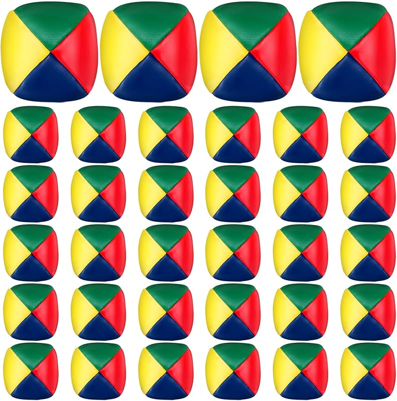 Leitee 36 bolas de malabarismo para principiantes, 2 pulgadas, pequeñas, suaves, duraderas, coloridas bolas de malabarismo a granel para adultos (azul, amarillo, rojo, verde)