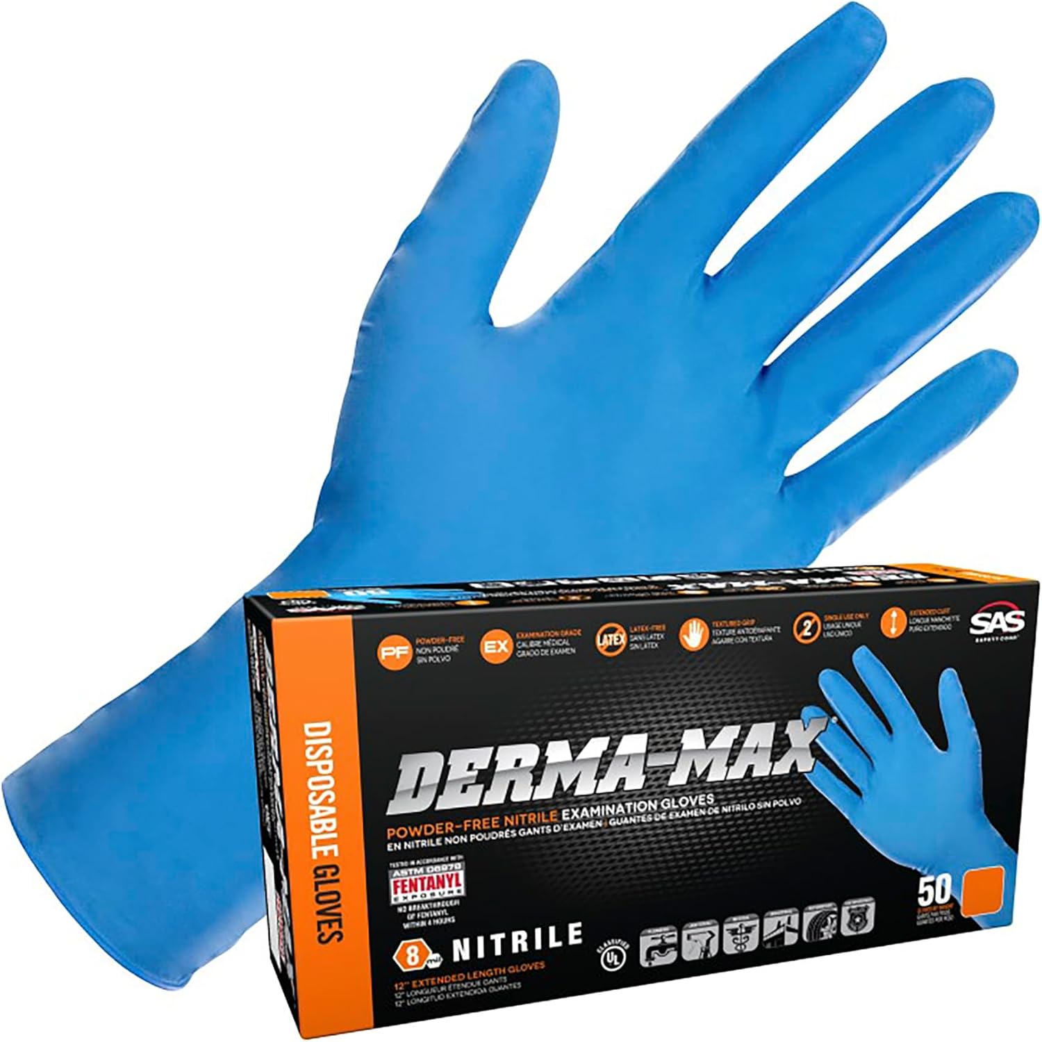 SAS Safety 6609-40 Derma-Max Exam P.f. Nitrile-x Large