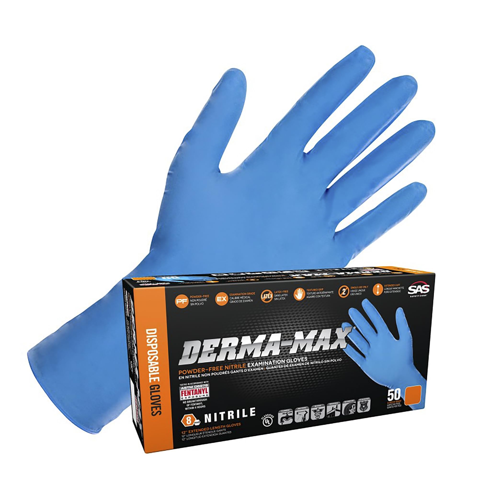 Amazon.com: SAS Safety 6609-40 Derma-Max Exam P.f. Nitrile-x Large