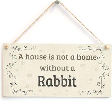 Meijiafei A House Is Not A Home Without A Rabbit - Lovely Rustic PVC Pet Sign/Plaque 10"x5"