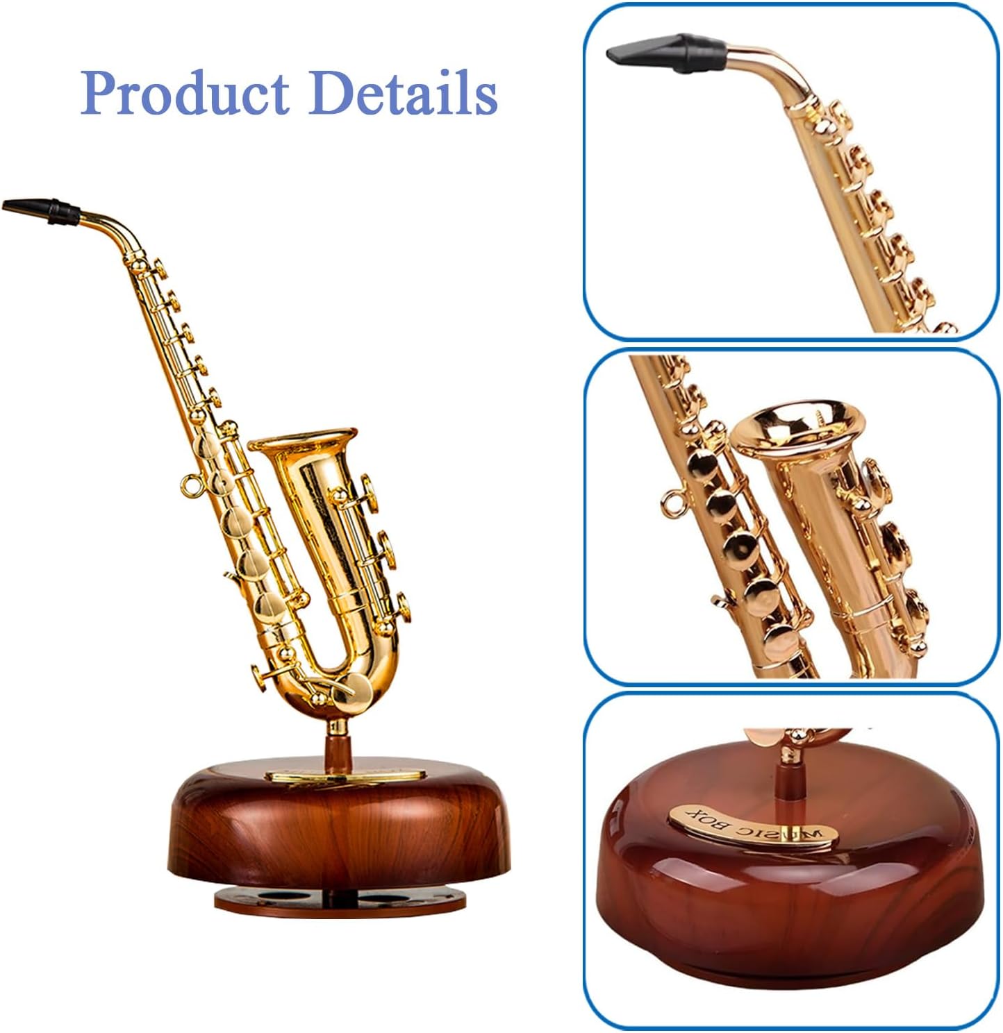 Vintage Music Box, Classical Gramophone Music Box Instrument Ornaments for Home Decoration Housewarming Desktop (Saxophone)