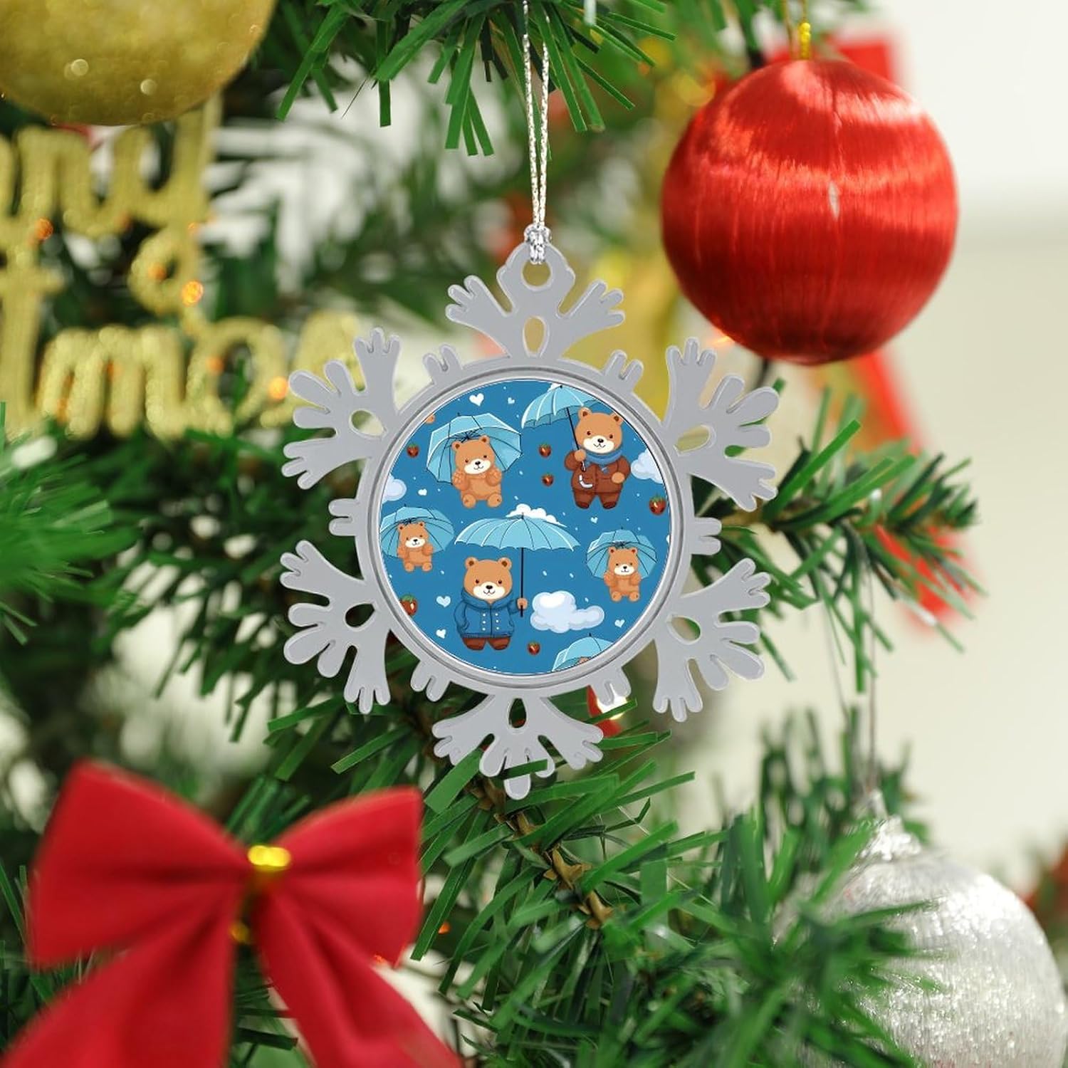 Peacock Personalized Christmas Snowflake Ornaments Custom Xmas Tree Hanging Decoration for Party Holiday