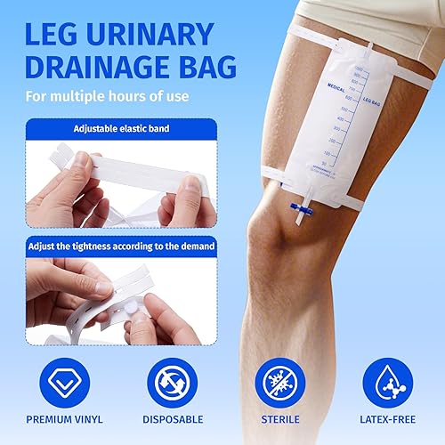 Miniatura 6 de Paquete de 5 bolsas de pierna para drenaje urinario