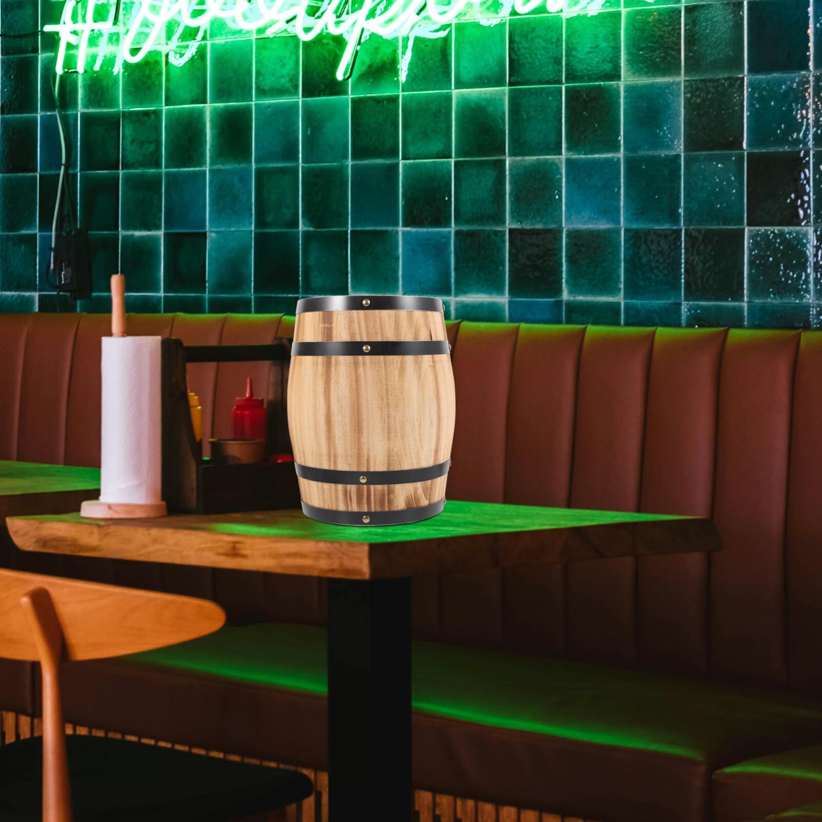 HOLIDYOYO Cherry Oak Mini Barrel Photo Prop Wooden Wine Barrel Decor Bar Landscaping Decor for Home