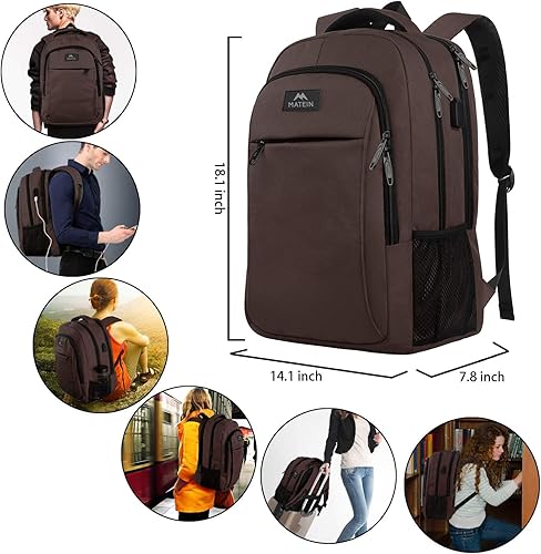 Miniatura 179 de MATEIN - Mochila empresarial para laptop de 15.6 pulgadas, mochila de viaje con puerto de carga USB, resistente al agua, para trabajo, universidad
