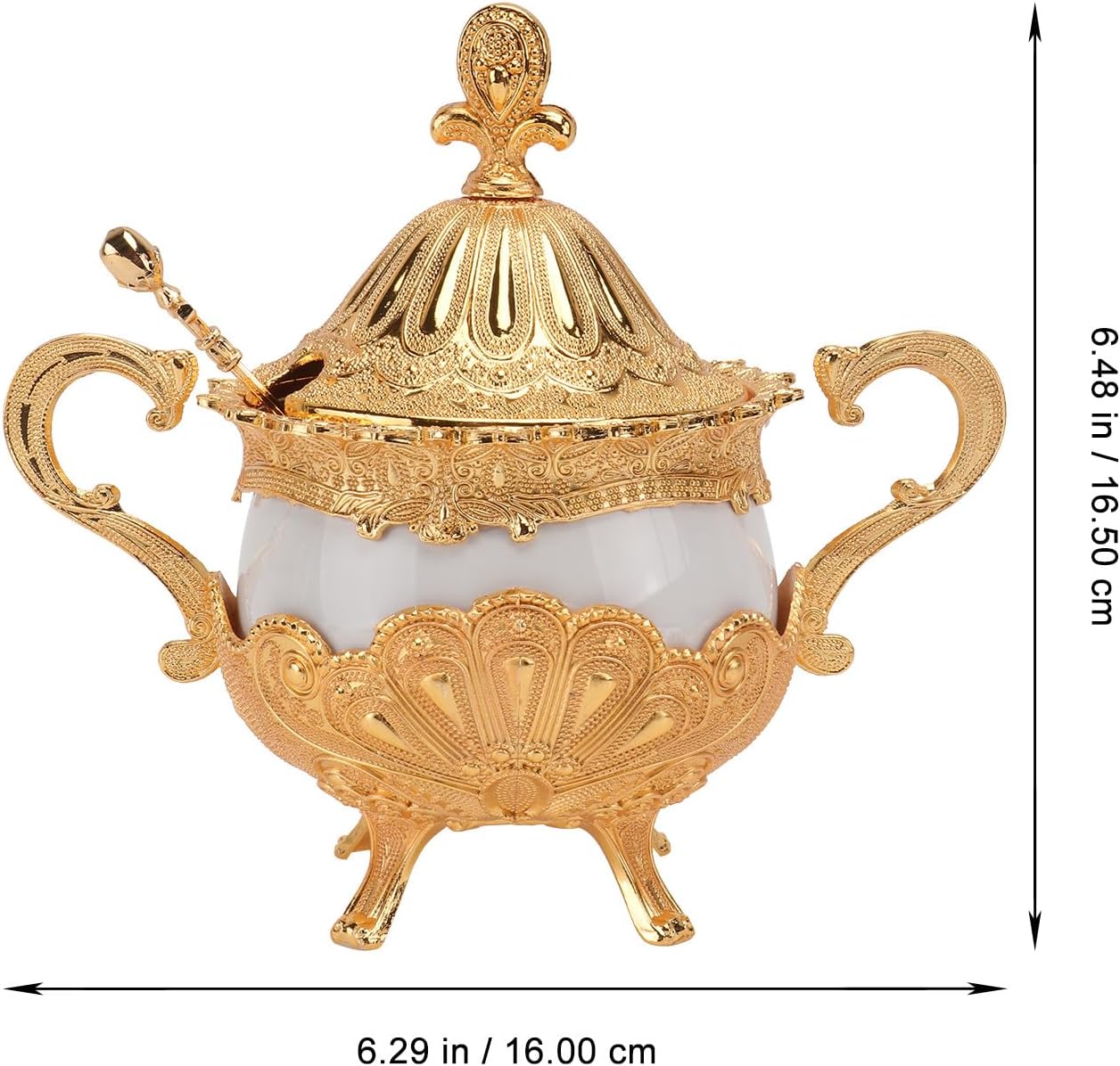 Golden Zinc Alloy Sugar Canister, Decorative Seasoning Jar for Kitchen